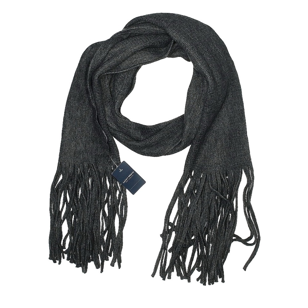 Lucky Brand Charcoal Grey Fringe Scarf